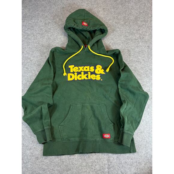 Vintage Y2K Dickies Texas Print Pullover Hoodie Mens Small Green Cozy Sweatshirt - Picture 1 of 9